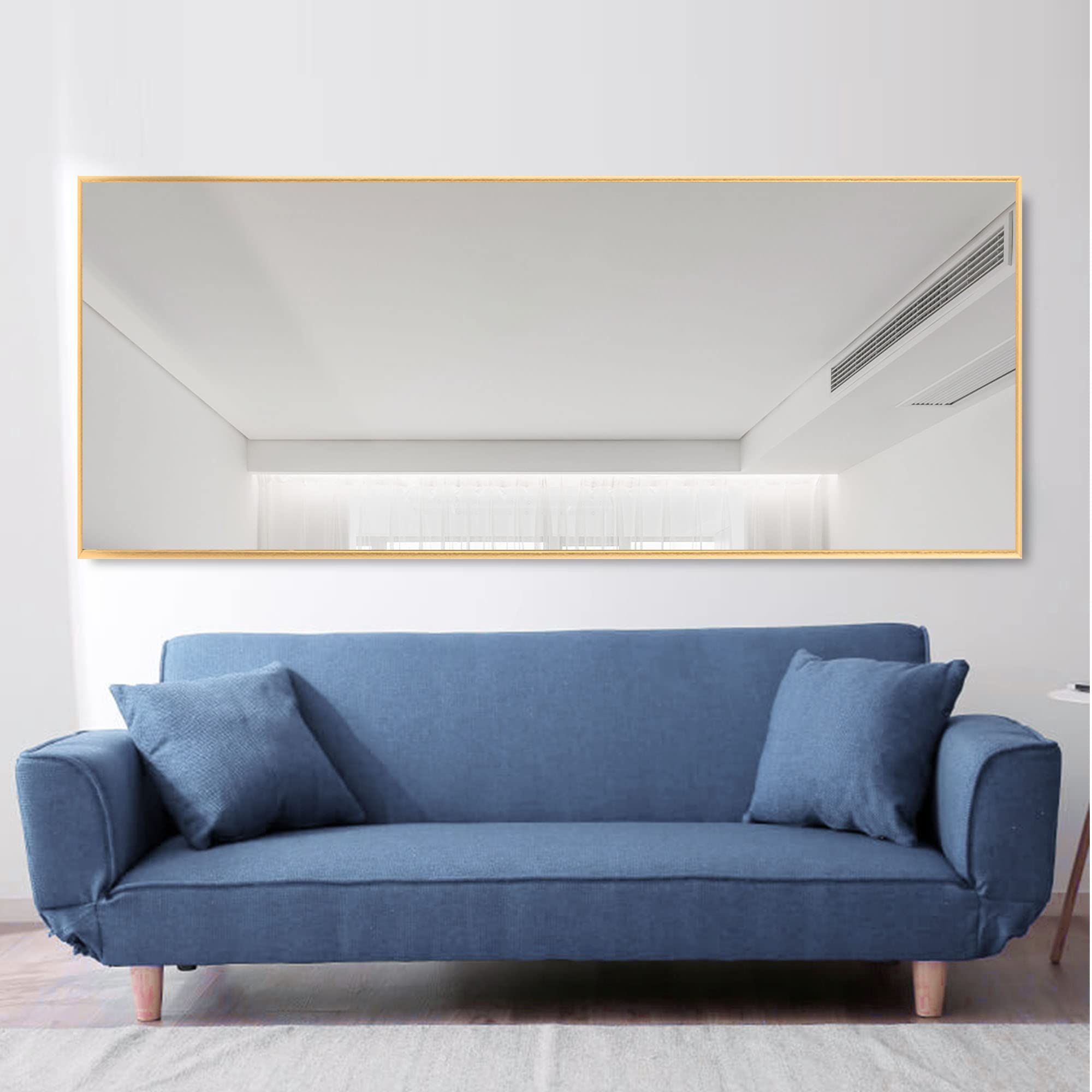 Full Length Mirror with Gold Aluminum Frame - 59" x 16" Wall Mounted or Standing