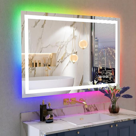 48x36 Inch LED Bathroom Mirror with Lights Front and Backlit Lighted Vanity Mirror for