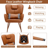 Faux Leather Wingback Chair, Arm Chair, Upholstered Living Room Chairs