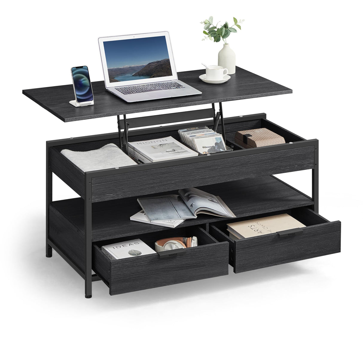 Lift Top Coffee Table with Storage Drawers, Coffee Table for Living Room with Lifting Top