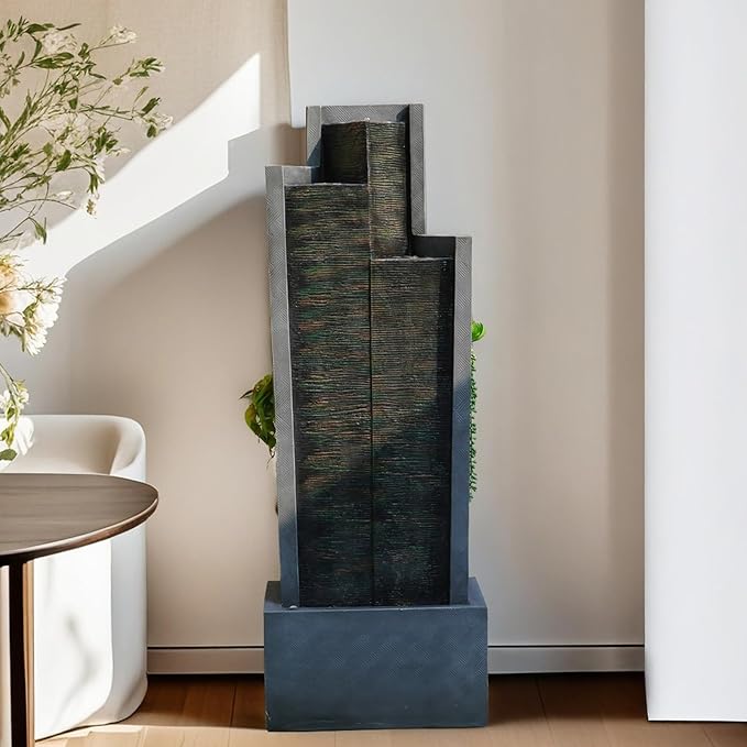 6-Tiered Garden Fountains Outdoor 52.8''H Waterfalls with Lights