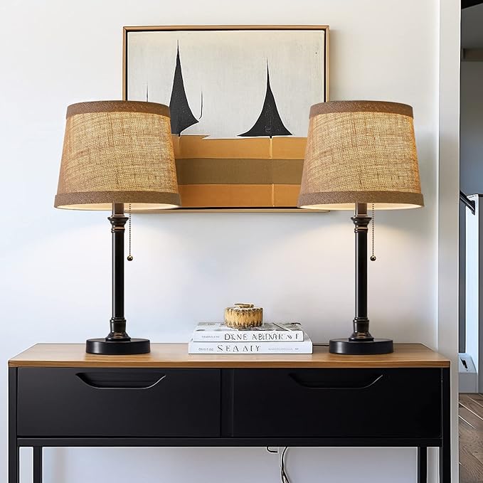 19.5" Small Table Lamp for Bedroom - Bedside Lamps for Nightstand