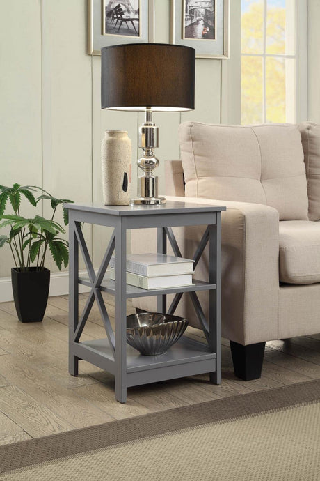 Oxford End Table with Shelves, Gray