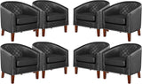 Comfy Barrel Accent Chair Set of 2 - Faux Leather Living Room Chair Club Chair