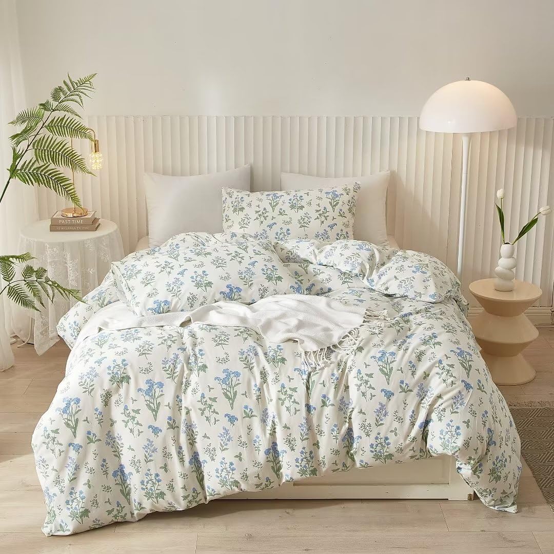 White Floral Duvet Cover King 100% Cotton Floral Printed Duvet Cover Set Botanical