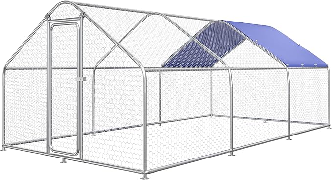 Large Chicken Run Metal, Chicken Coop Runs Pens for Yard with Cover