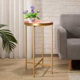 Small Round Metal End Table, Accent Indoor&Outdoor Coffee Side Table