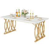 Modern Dining Table, 63" Large Kitchen Table for 4-6 People, Unique Rectangular Dinner Table Kitchen & Dining Room