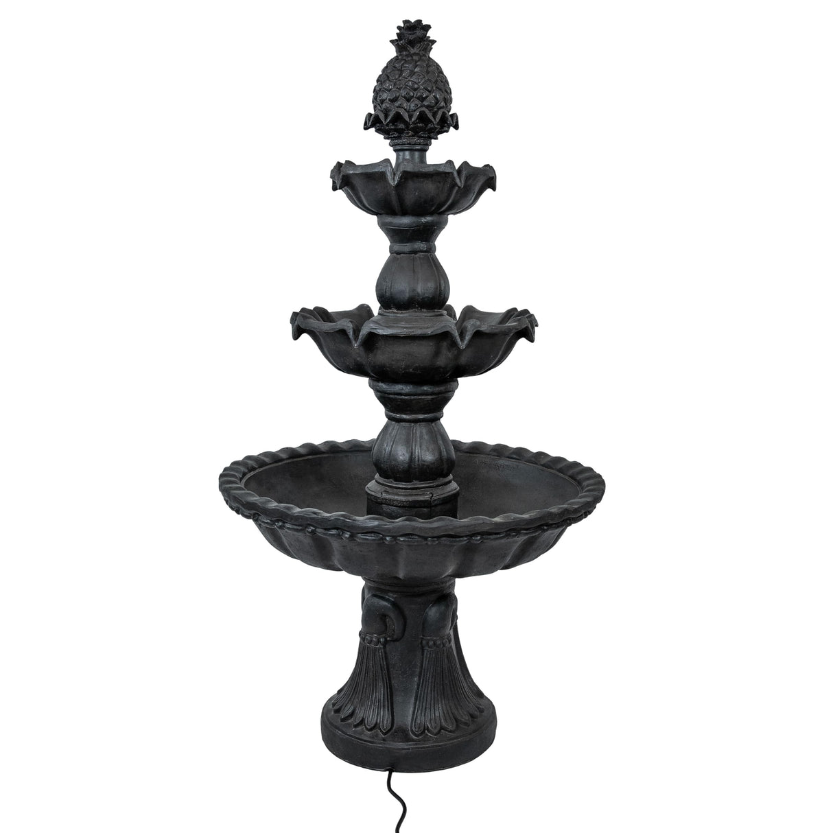 57" H Welcome 3-Tier Water Fountain - Large Electric Water Fountain with Pineapple Topper for Garden