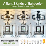 Modern Black Flush Mount Ceiling Light - 2 Pack