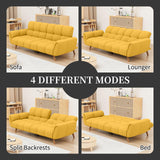 saows Futon Sofa Bed, Convertible 76.77" Modern Linen Futon Couch, Comfy Sleeper Sofa with Adjustable Backrests, Couch Bed for Small Spaces, Living Room, Bedroom, Apartment, Yellow