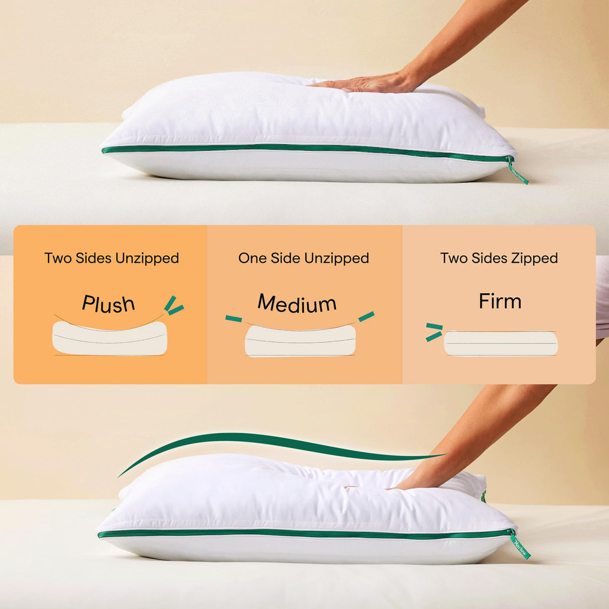 Adjustable Memory Foam Pillow by Brooklinen - Provides Back and Neck Pain Relief