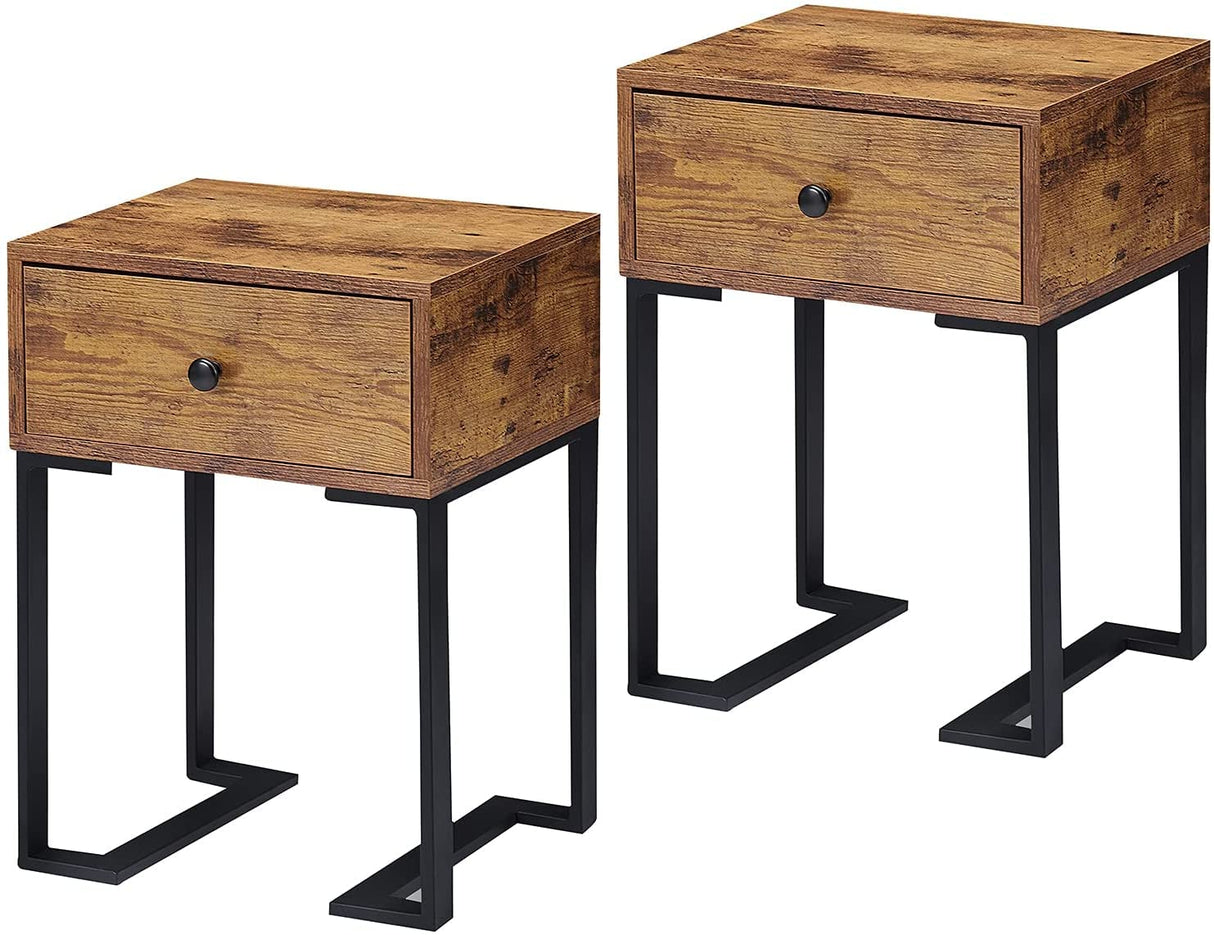 Nightstand with Storage Drawer Set of 2, End/Side Table for Bedroom