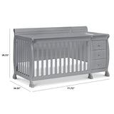 Kalani 4-in-1 Convertibe Crib and Changer Combo in Gray