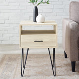 Croft Modern Small Bed Side Table Nightstand with Drawer Accent Table, 18 Inch, Birch