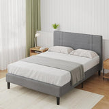 Queen Bed Frame with Headboard, Linen Upholstered Bed Frame Queen Size,