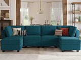 L Shaped Sofa with Storage Seat Fabric Modular Sectional Couch Reversible Chaise