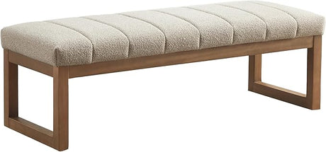 52.7" Bedroom Bench for End of Bed, Modern Upholstered Teddy Fabric Entryway Bench & Dining Bench