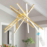 Gold Modern Chandelier Remote Control 2-Ring LED Chandelier Dimmable Pendant