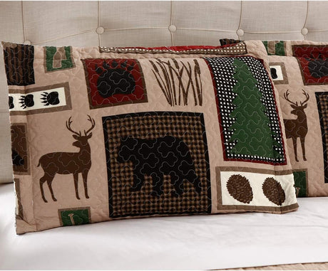 Home Rustic Bedding Lodge Moose Bear Quilt Set Full/Queen Size,3 Pcs Lightweight