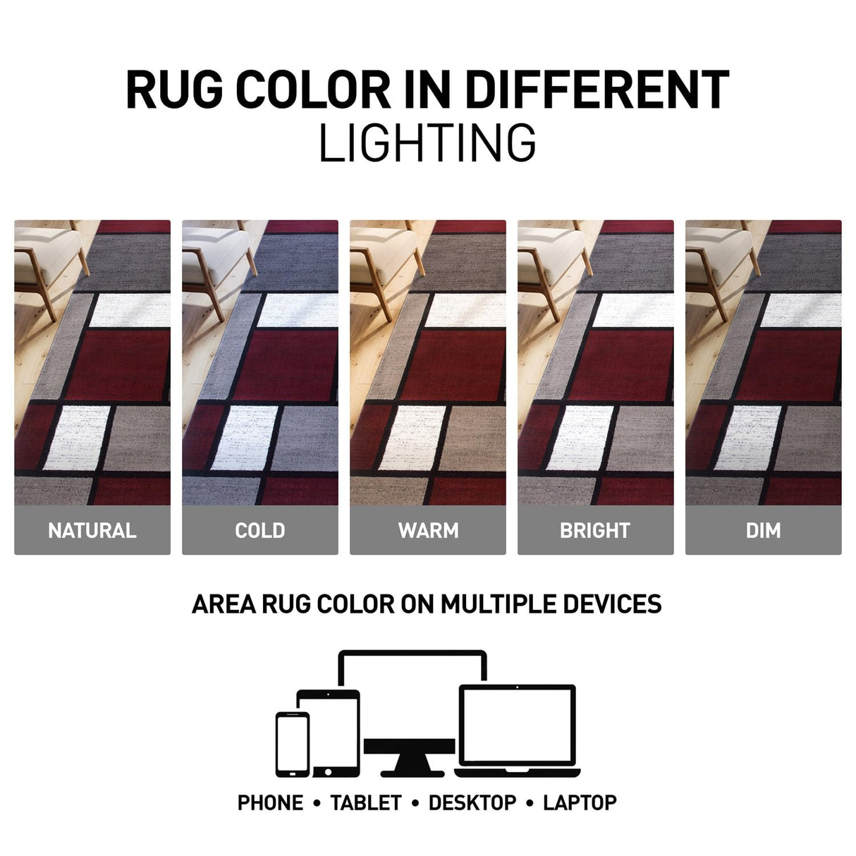 Modern Geometric Red Area Rug 5'3" x 7'3" - Non-Shedding