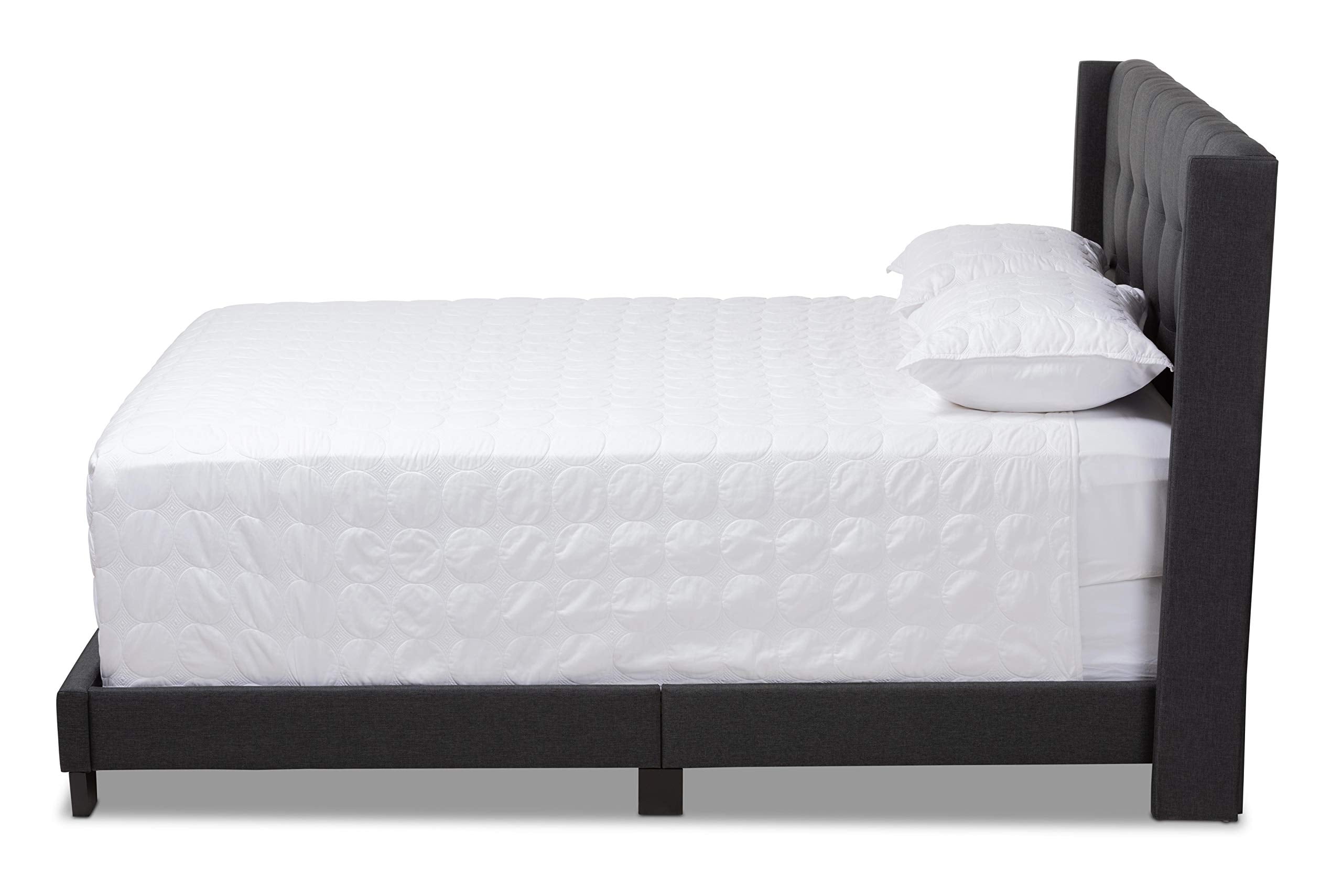 Baxton Studio Beds (Box Spring Required), King, Charcoal Grey