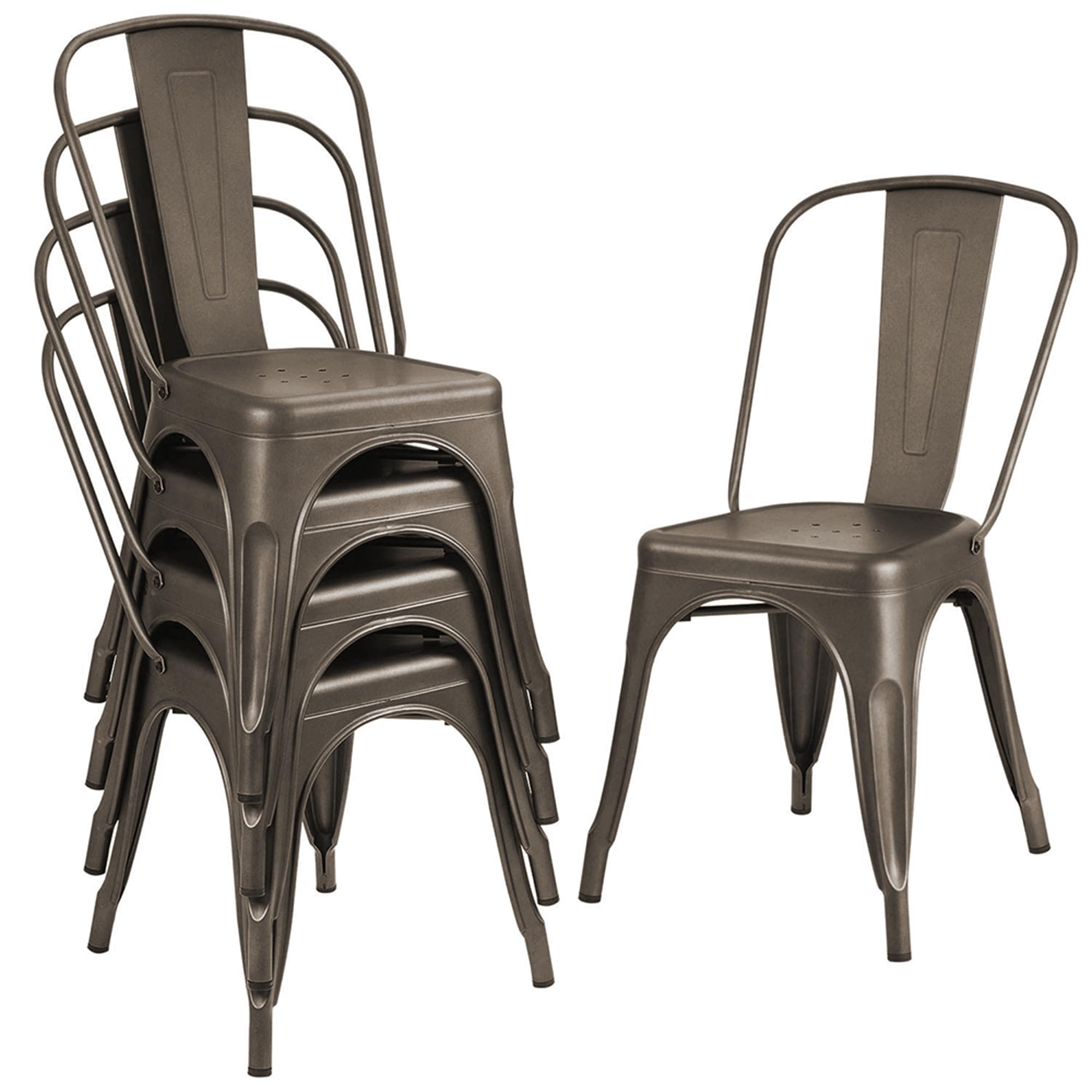 Metal Dining Chair Stackable Indoor Outdoor Industrial Vintage Chairs Bistro Kitchen