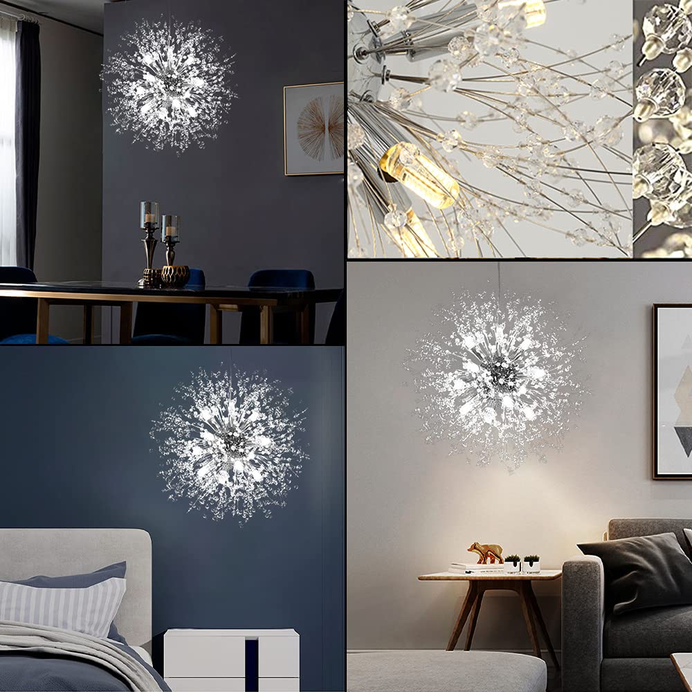 Modern Firework Chrome Crystal Chandeliers, Sputnik Dandelion Chandelier Light Fixture