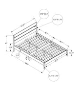 Monarch Specialties I 6066Q Bed, Queen Size, Frame Only, Platform Bed, Bedroom, Walnut Solid Wood Legs, Walnut Wood Frame, Contemporary, Modern