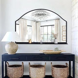 30x20 Black Arch Mirror with Shelf - Matte Metal Frame Wall Mirror