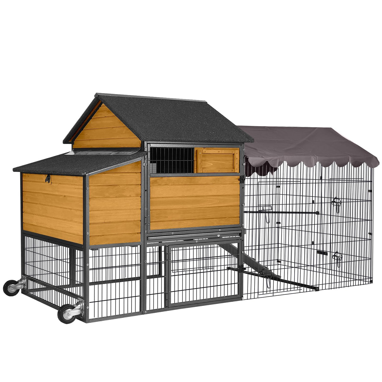 Rabbit Hutch, Indoor Outdoor Bunny Cage with Run, Wooden Rabbit Cage