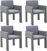 Patio Dining Chair Set of 6, Wicker Patio Dining Chairs with Armrest