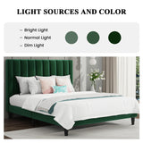 Queen Bed Frame/Velvet Upholstered Platform Bed Frame with Headboard/Strong Wood