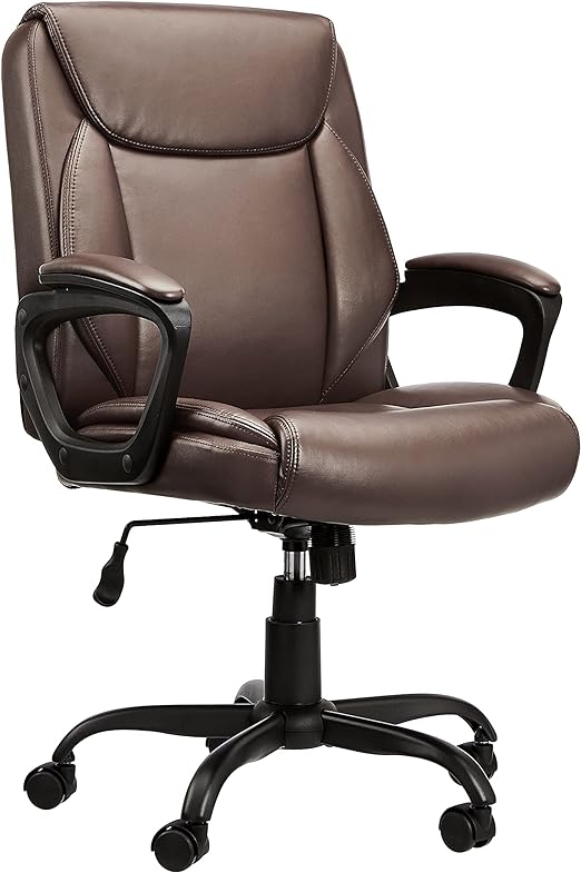 Classic Puresoft PU Padded Mid-Back Office Computer Desk Chair with Armrest