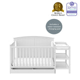 5-in-1 Convertible Crib and Changer with Drawer (White) – GREENGUARD Gold Certified, Crib and Changing Table Combo with Drawer, Converts to Toddler Bed, Daybed and Full-Size Bed