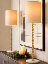 Modern Buffet Lamps Set of 2 - Marble Base with Brass Finish