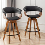 Faux Leather Bar Stools Set of 2,Counter Height Bar Stools,26 Inch Swivel Bar Stools