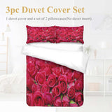 3PCS Comforter Cover Set with 2 Pillow Shams Lightweight Full Size Very Beautiful Flowers for Kids Girls Bedding Quilt Bed Cover Sets