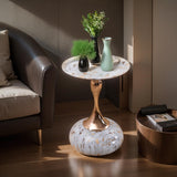 Small Round Side Table, Modern Pedestal End Tables, Minimalist Accent Table