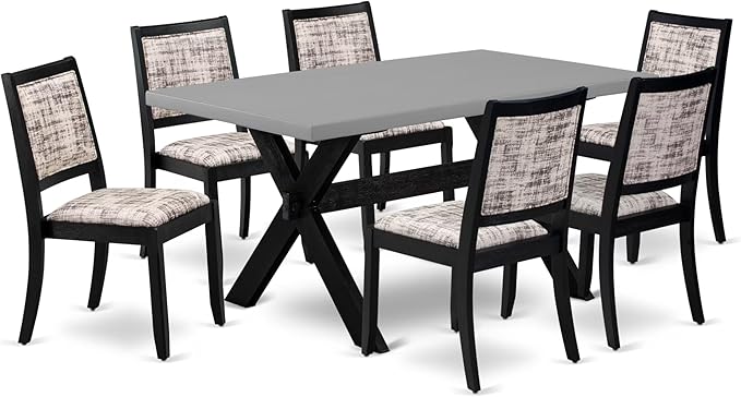 X697DR124-6 6 Piece Dining Set Contains a Rectangle Dining Room Table with X-Legs
