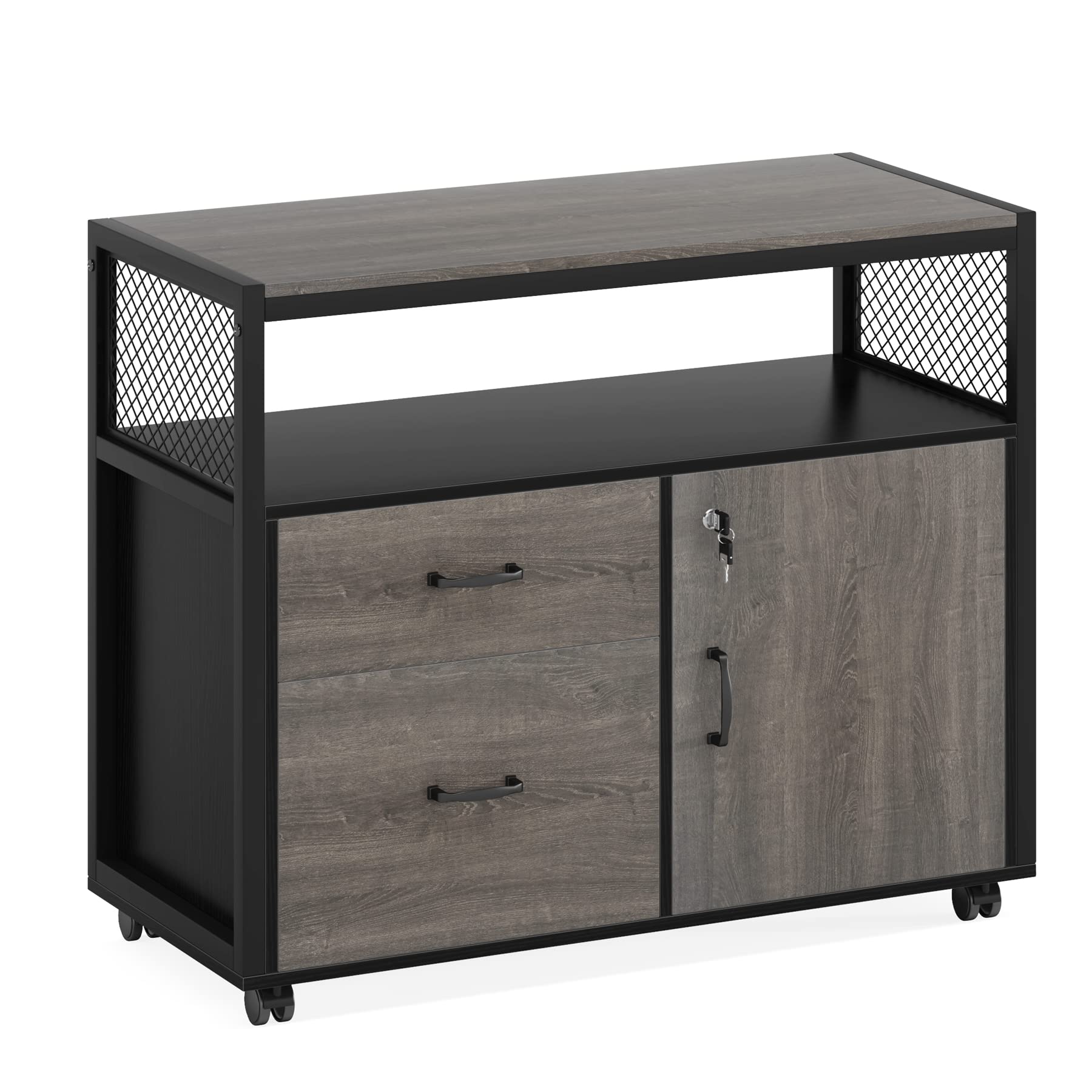 L Shaped Desk with Drawer Cabinet, 55" Executive Computer Desk