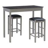 Faux Marble Three Piece Tavern Set, Grey and Black