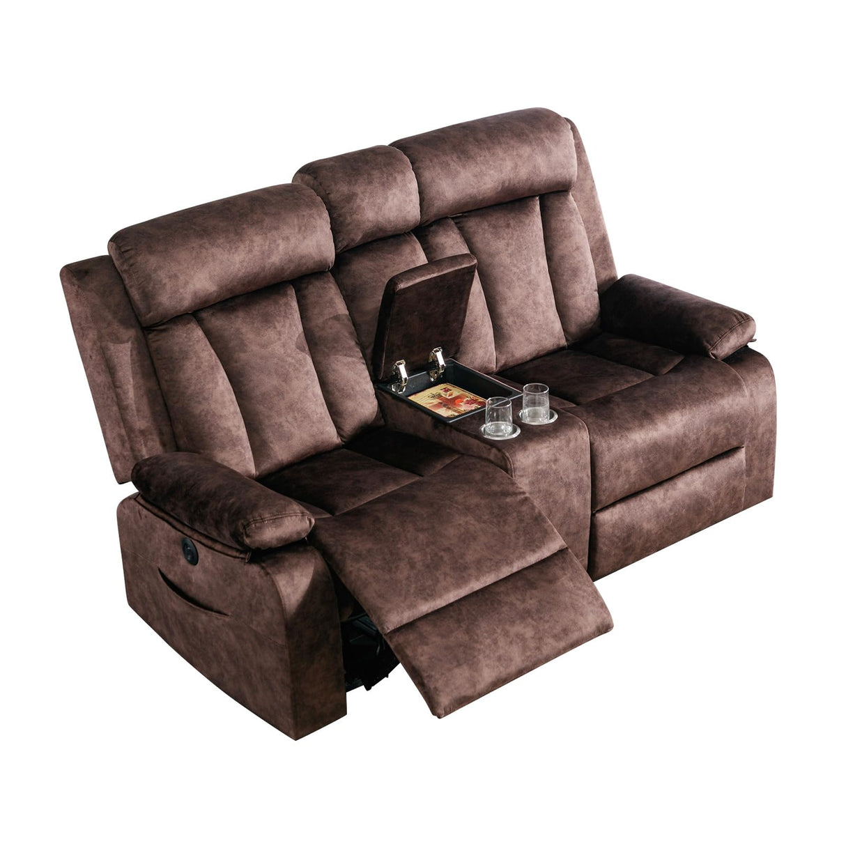 Reclining Loveseat-Power Reclining Loveseat with Console,Double Recliner Loveseat