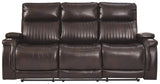 Design by Ashley Team Time Modern Faux Leather Power Reclining Sofa