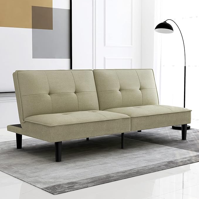 Futon Sofa Bed, Modern Convertible Armless Sleeper Couch Daybed for Studio