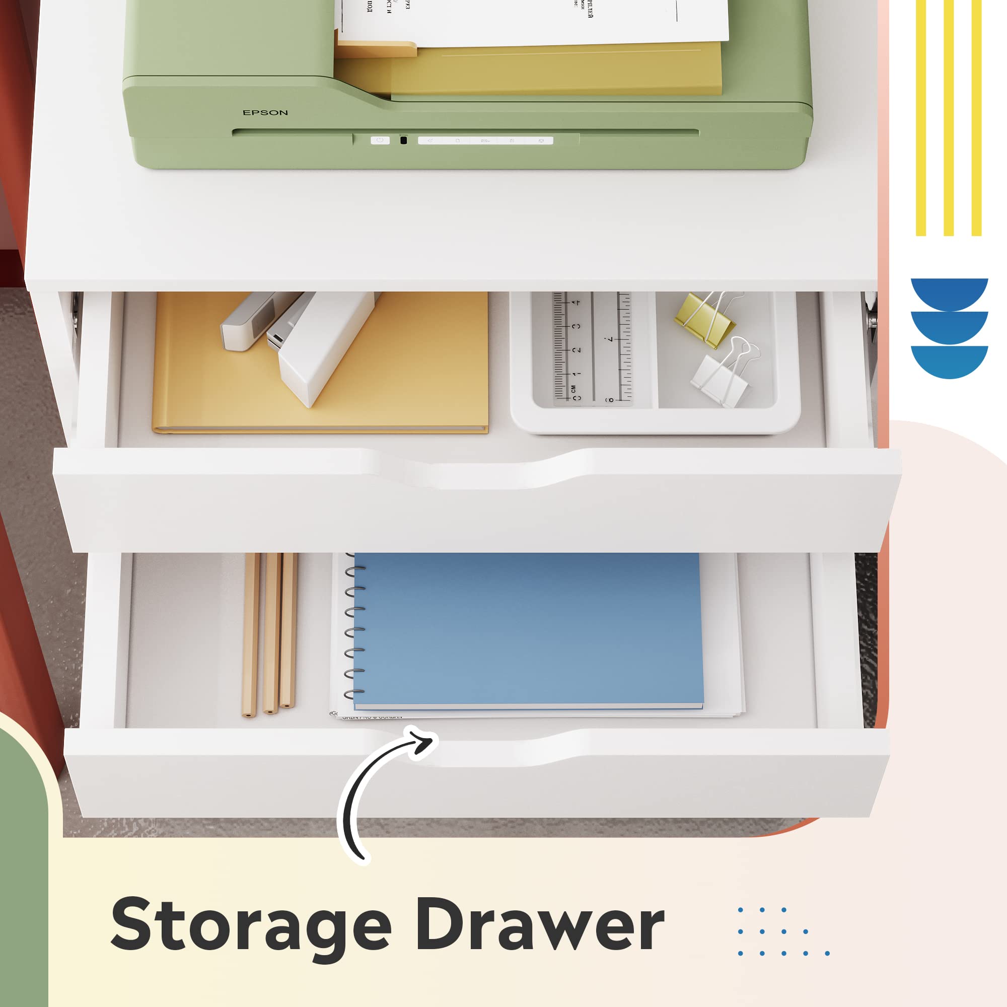 5-Drawer Chest, Wood Storage file Cabinet with Wheels