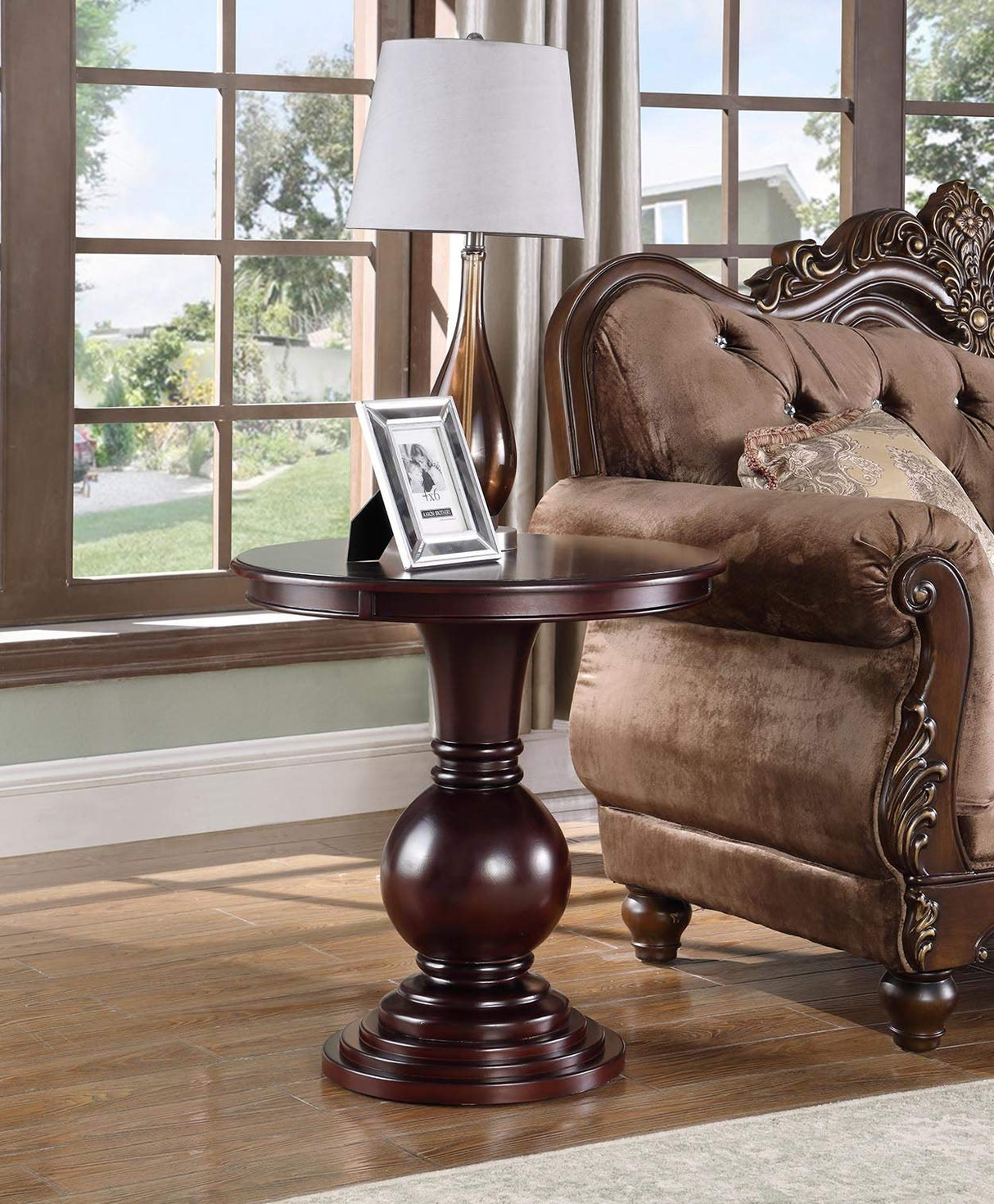 Cambridge Round Pedestal Accent Side & End Table, Cherry