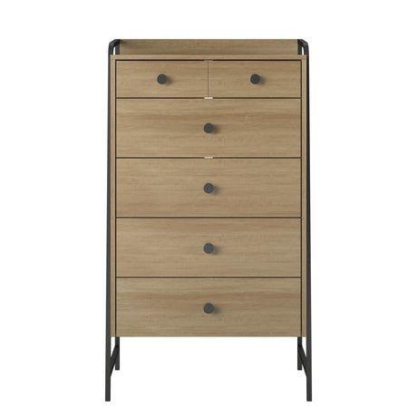 Novogratz Bushwick Tall 5 Drawer Dresser, Natural