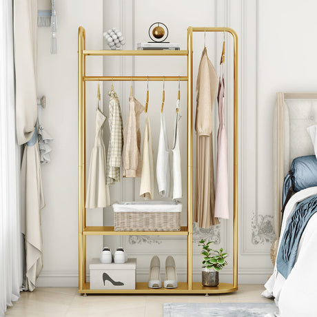 Gold Clothing Rack,Modern Industrial Clothes Rack for hanging Clothes