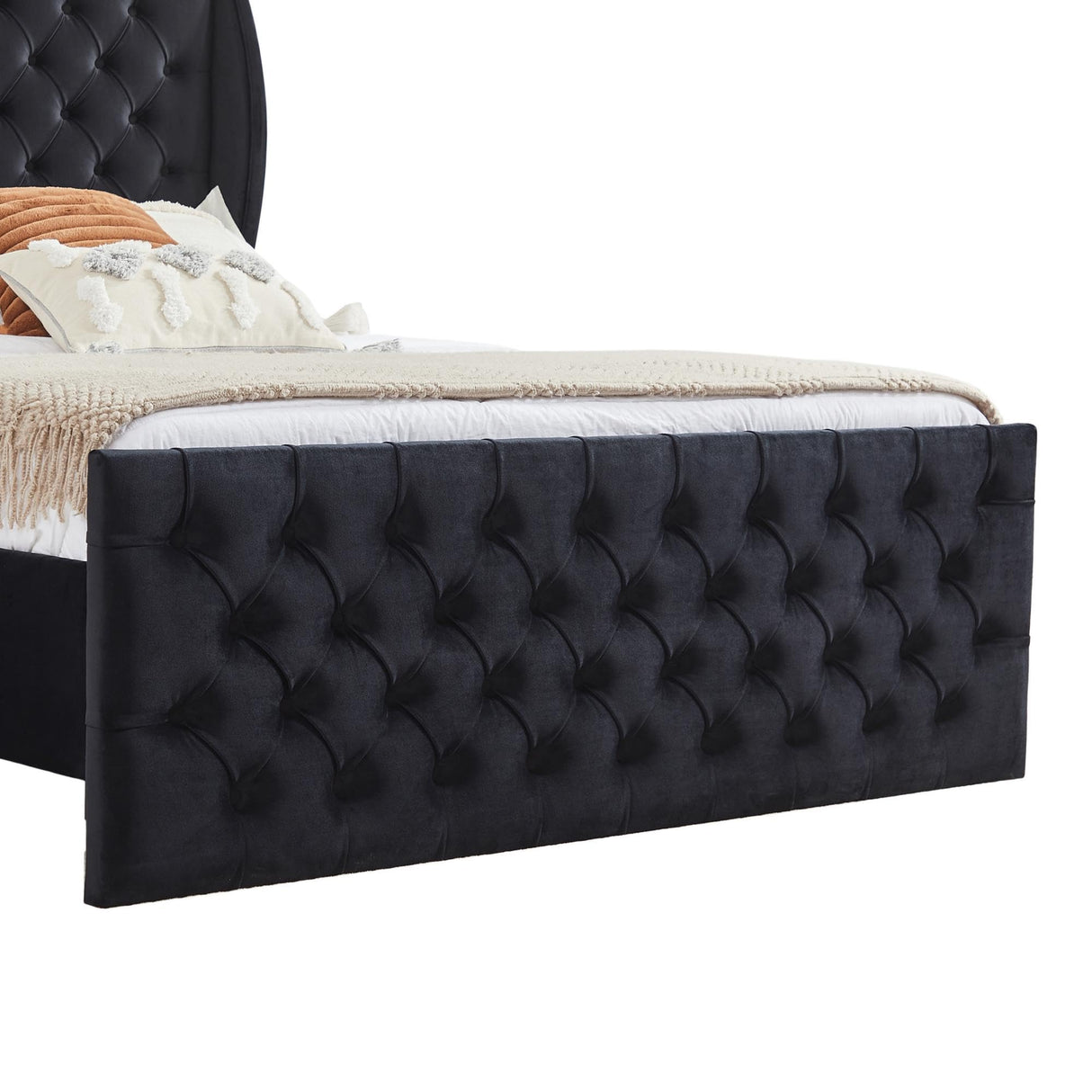 King Size Bed Frame, Luxurious Platform Bed, Button Tufted Upholstered Bed